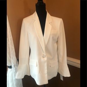 Calvin Klein Ivory Bell Sleeve One Button Blazer